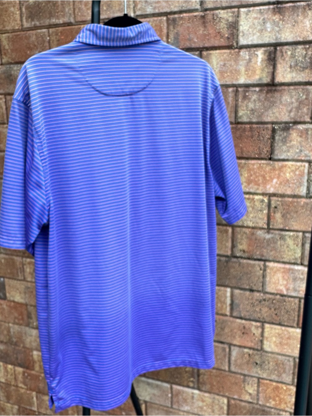 Donald Ross Men's Blue Striped Performance Golf Polo Shirt - Picture 7 of 7